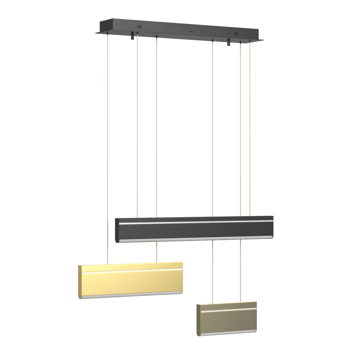 LED-HÄNGELEUCHTE Bradford 95/15/120 cm   - Goldfarben/Schwarz, Design, Kunststoff/Metall (95/15/120cm) - Dieter Knoll