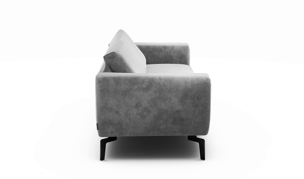 2,5-SITZER Samt Hellgrau  - Hellgrau/Schwarz, Design, Textil/Metall (220/86/86-94cm) - SENSOO