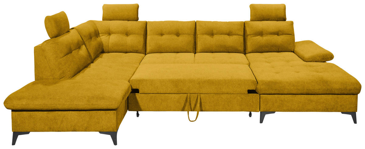 WOHNLANDSCHAFT Gelb Webstoff  - Gelb/Schwarz, KONVENTIONELL, Kunststoff/Textil (218/324/170cm) - Carryhome