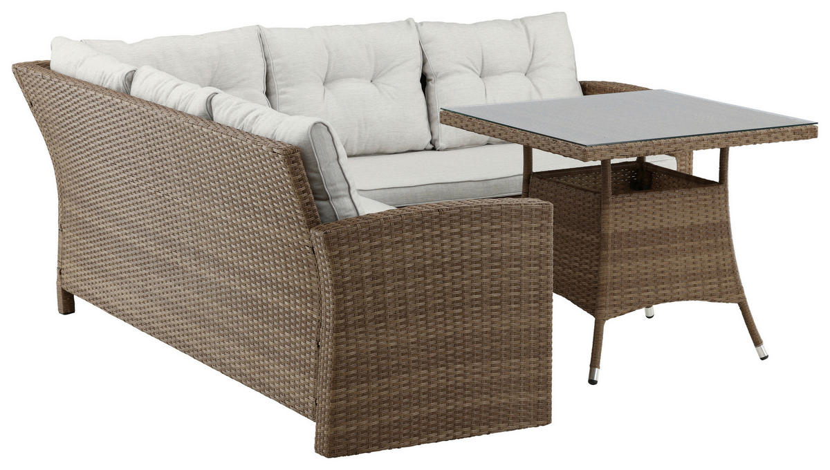 LOUNGEGARNITUR Rattan  - Braun, KONVENTIONELL, Holz - Gardenson