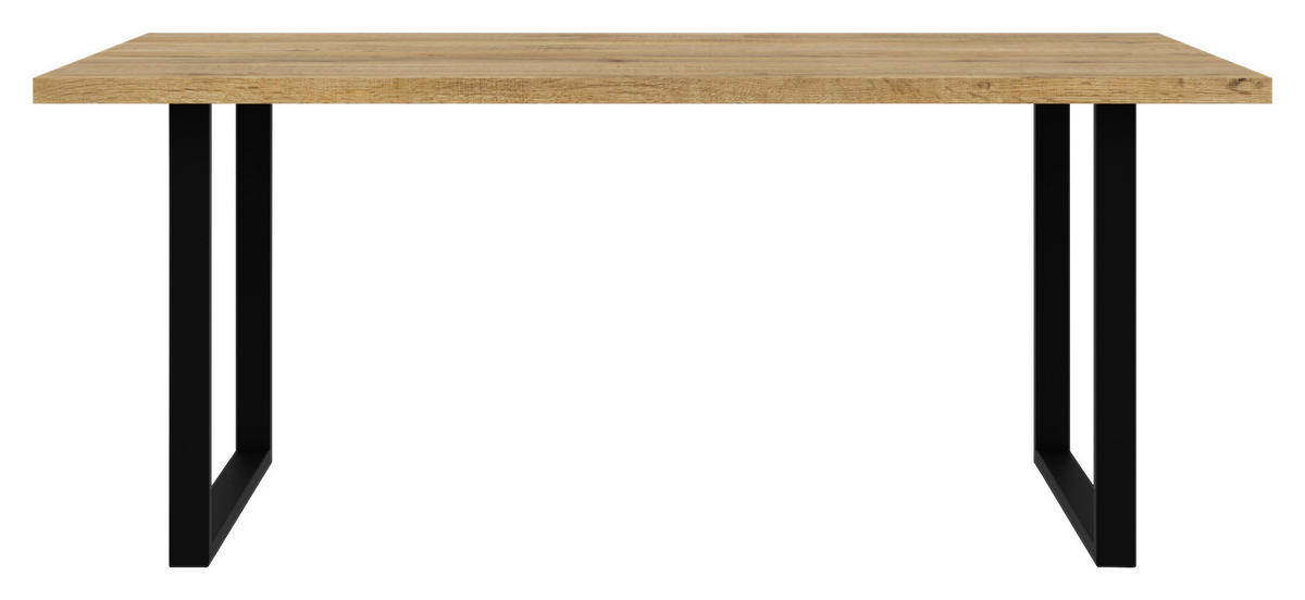 JEDILNA MIZA, barve hrasta  - črna/barve hrasta, Konvencionalno, kovina/leseni material (180/90/74,1cm) - Hom`in