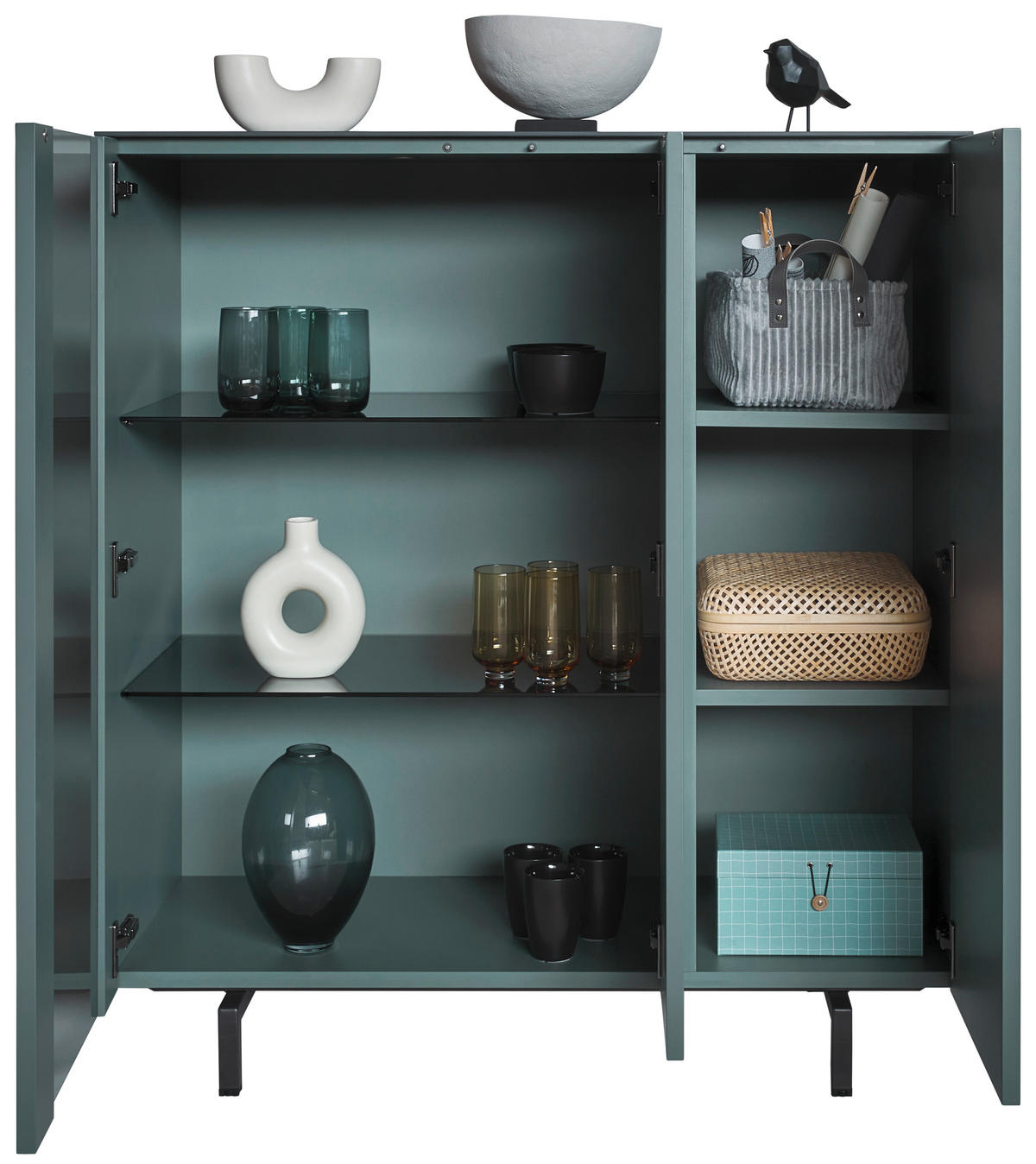 HIGHBOARD Grün  108/120/45 cm  - Schwarz/Grün, Design, Glas/Holzwerkstoff (108/120/45cm) - Johann Jakob