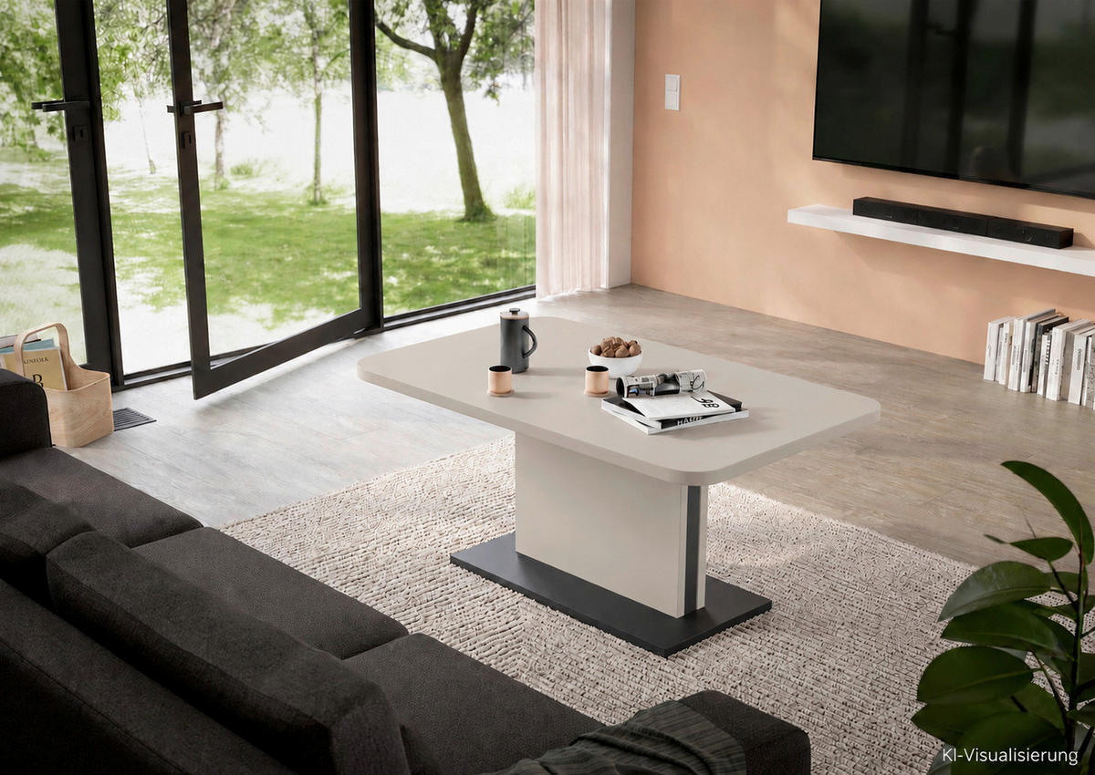 COUCHTISCH in Metall, Holzwerkstoff 120/70/49-68 cm  - Kaschmir/Schwarz, Design, Holzwerkstoff/Kunststoff (120/70/49-68cm) - Stylife