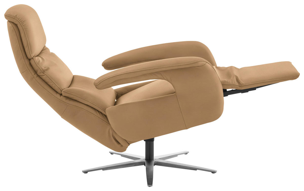 RELAXSESSEL in Leder Honig  - Edelstahlfarben/Honig, Design, Leder/Metall (76/119/86cm) - Dieter Knoll