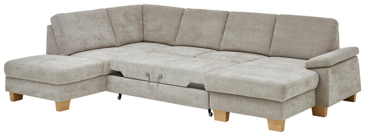 WOHNLANDSCHAFT Beldomo System in Flachgewebe Beige  - Eichefarben/Beige, KONVENTIONELL, Holz/Textil (235/316/167cm) - Beldomo System