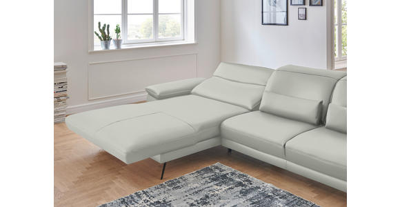 ECKSOFA in Echtleder Hellgrau  - Hellgrau/Schwarz, Design, Leder/Metall (193/328cm) - Dieter Knoll