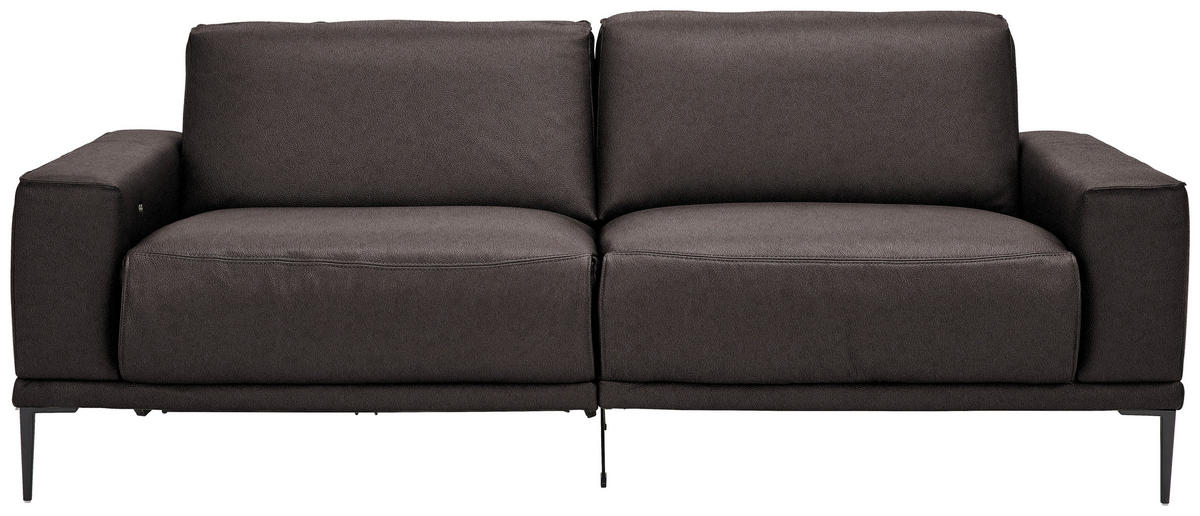 2,5-SITZER in Leder Dunkelbraun  - Dunkelbraun/Schwarz, Design, Leder/Metall (200/102/92cm) - Johann Jakob