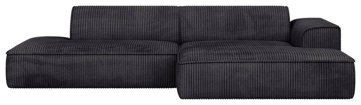 ECKSOFA BILLUND Anthrazit Cord Nierenkissen  - Anthrazit/Schwarz, KONVENTIONELL, Kunststoff/Textil (294/165cm) - Livetastic