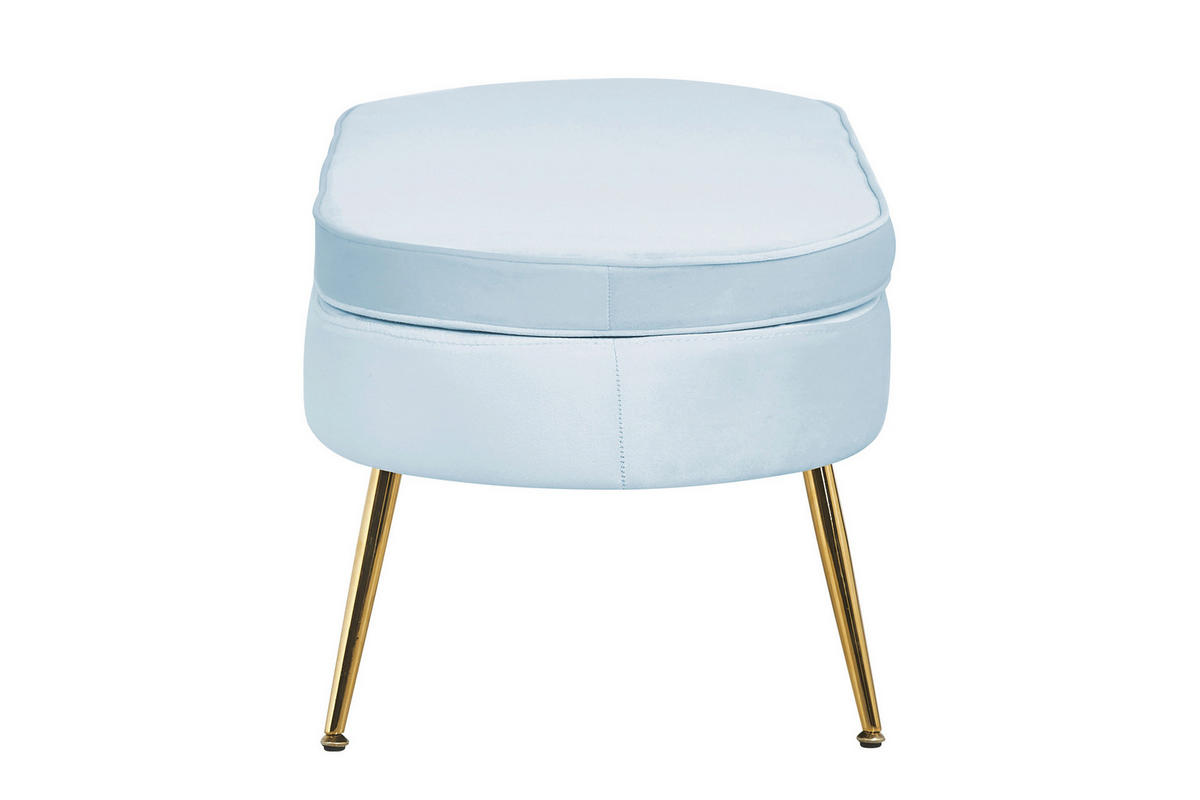 HOCKER in Textil Hellgrau  - Goldfarben/Hellgrau, MODERN, Textil/Metall (99/40/44cm) - Livetastic