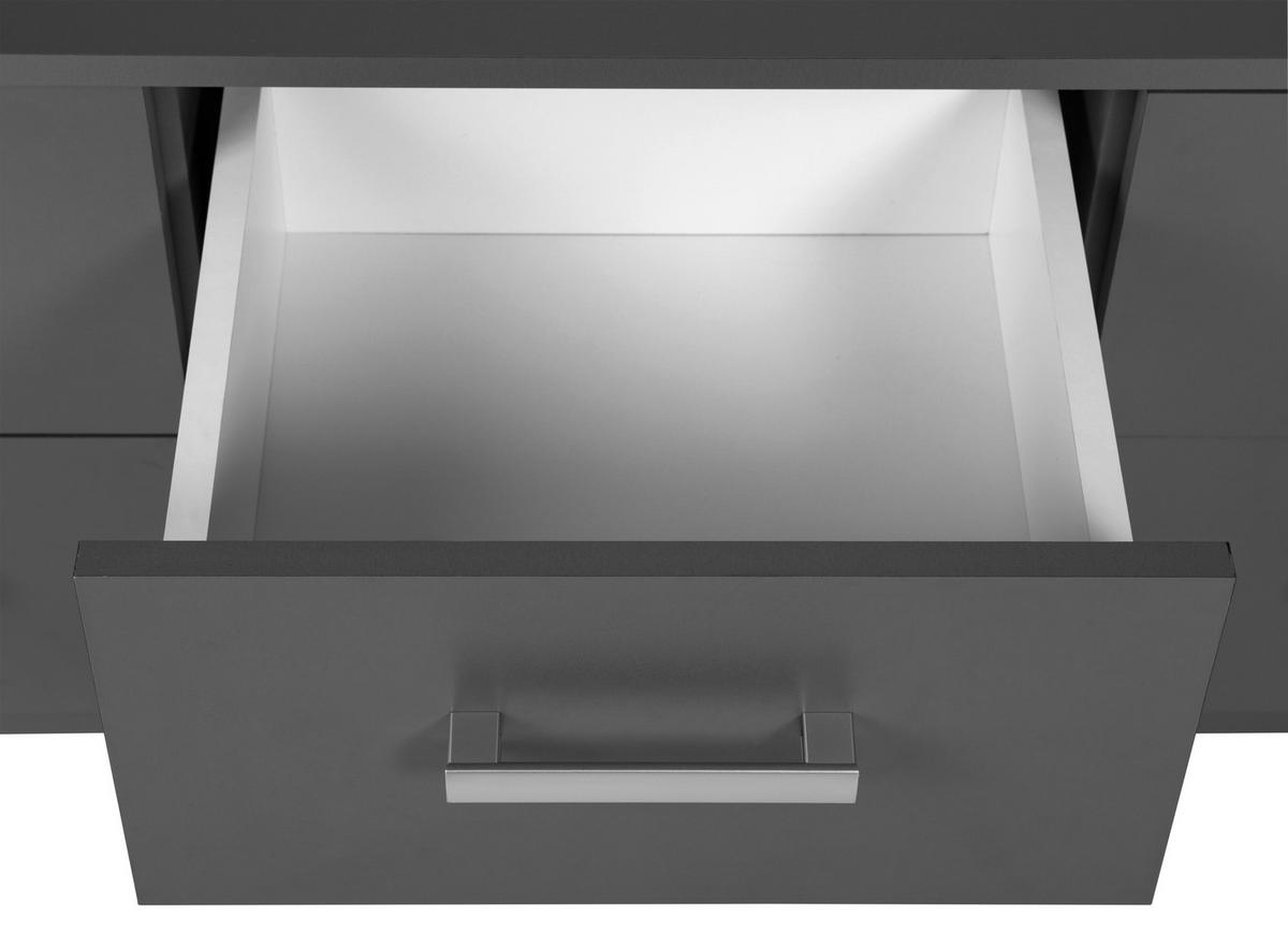 KOMMODE  in  - Silberfarben/Graphitfarben, Basics, Holzwerkstoff/Metall (121,80/40/50,8cm) - MID.YOU