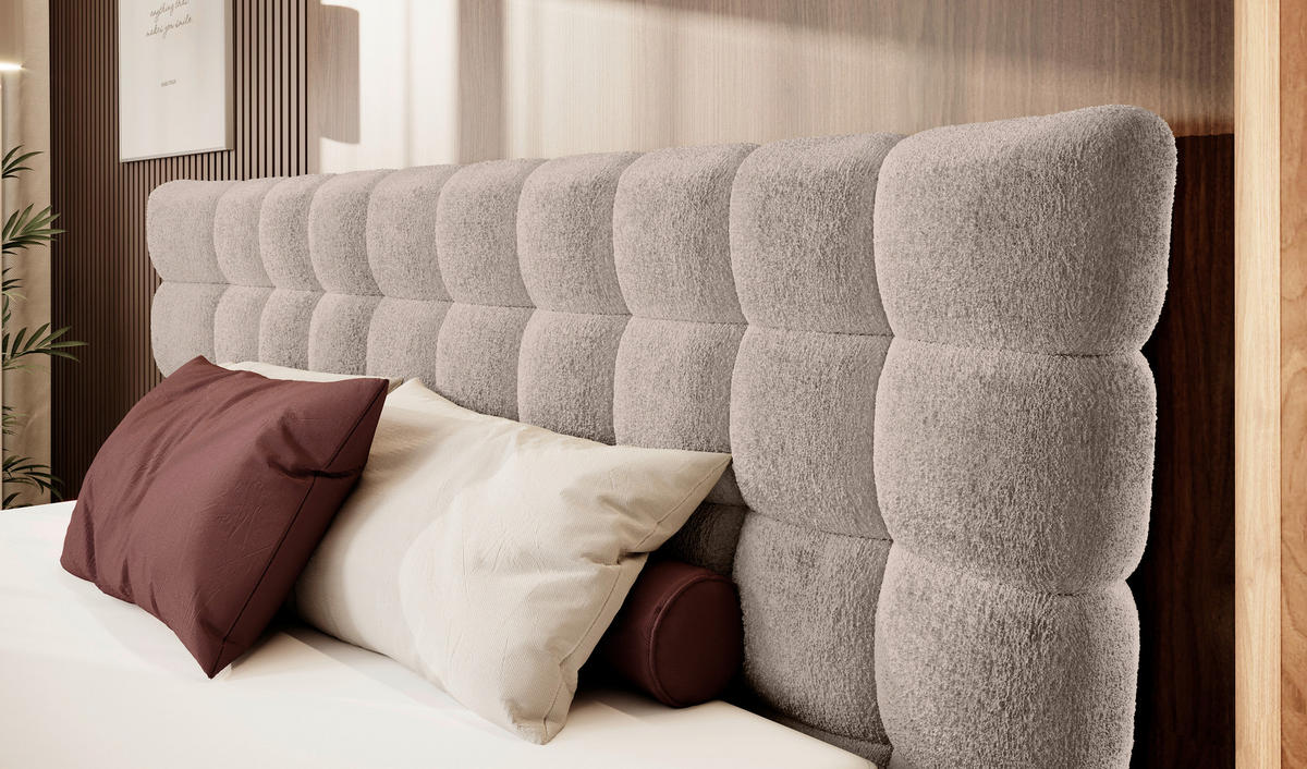 BOXSPRINGBETT 180/200 cm  in Taupe  - Taupe/Schwarz, Design, Holz/Holzwerkstoff (180/200cm) - home24