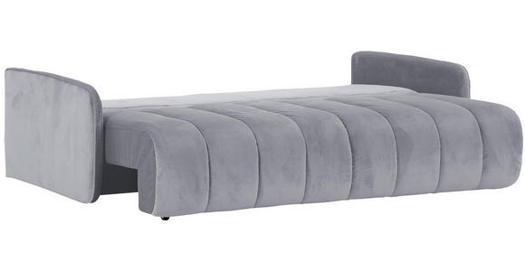 SCHLAFSOFA Samt Hellgrau Zierkissen, Rückenkissen, Bettkasten, Schlaffunktion, Rücken echt  - Hellgrau/Schwarz, MODERN, Kunststoff/Textil (210/70/110cm) - Carryhome