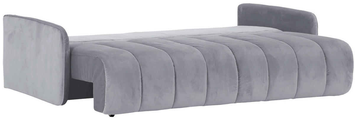 SCHLAFSOFA  mit Samt Hellgrau  - Hellgrau/Schwarz, MODERN, Kunststoff/Textil (210/70/110cm) - Carryhome