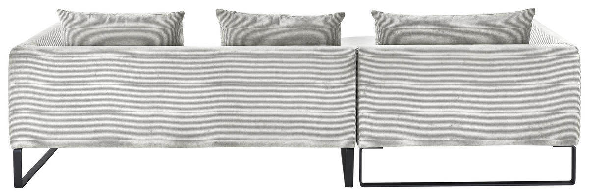 ECKSOFA in Cord Hellgrau  - Hellgrau/Schwarz, Konventionell, Textil/Metall (178/284cm) - Hom`in