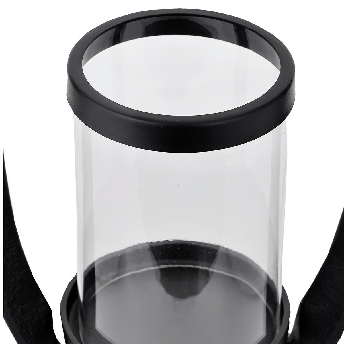 KERZENHALTER - Klar/Schwarz, LIFESTYLE, Glas/Metall (19/11/32cm)