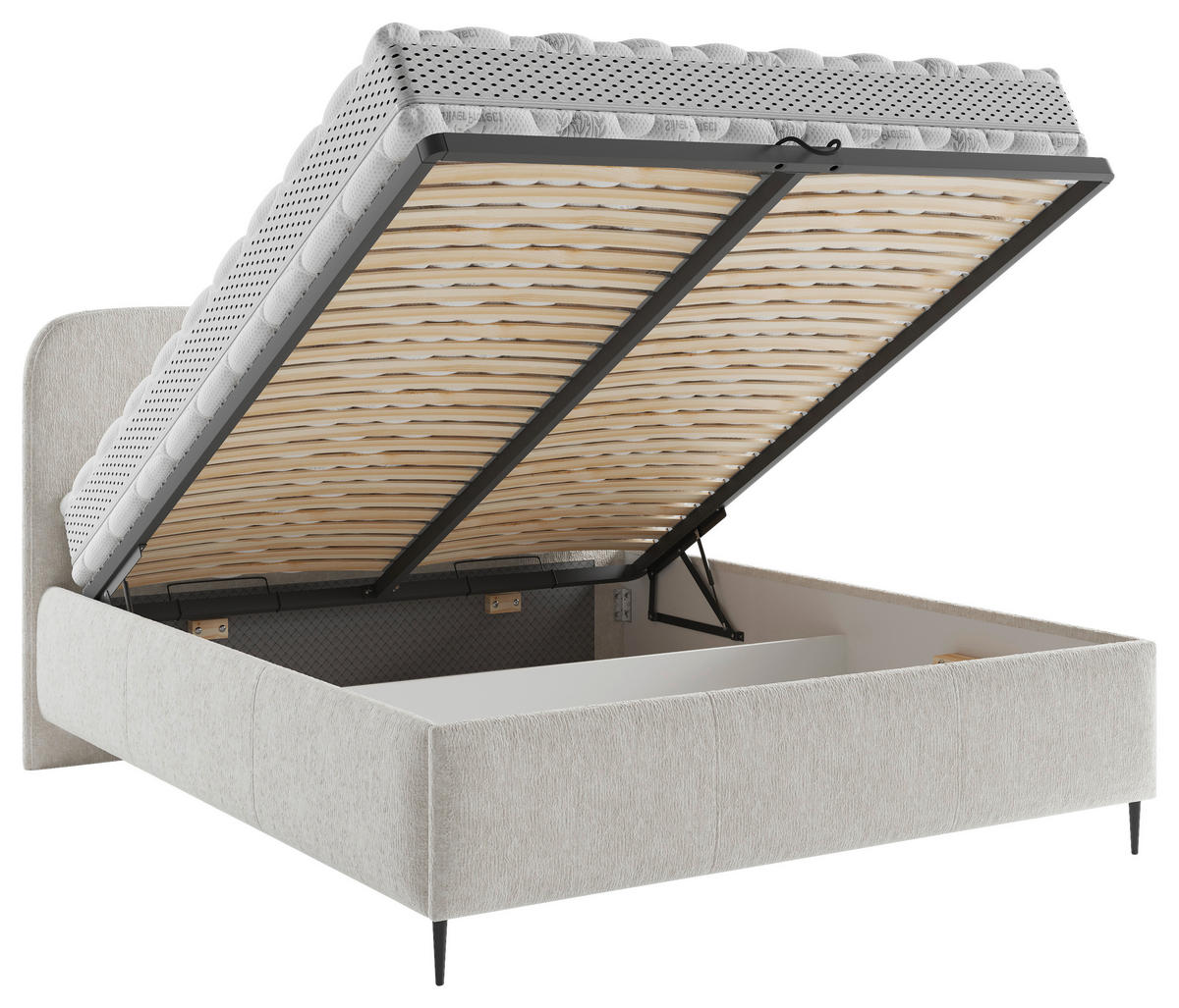 POLSTERBETT 140/200 cm  in Beige  - Beige/Schwarz, Modern, Holz/Holzwerkstoff (140/200cm) - MID.YOU