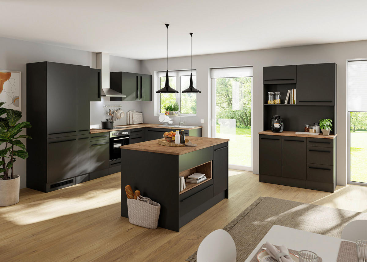 BUFFET 120/211/60 cm  in  - Eichefarben/Schwarz, LIFESTYLE, Holzwerkstoff/Kunststoff (120/211/60cm) - P & B