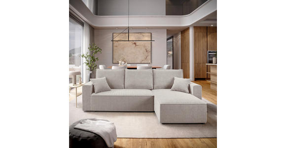 ECKSOFA  in Cord Naturfarben  - Schwarz/Naturfarben, KONVENTIONELL, Kunststoff/Textil (241/138cm) - Carryhome
