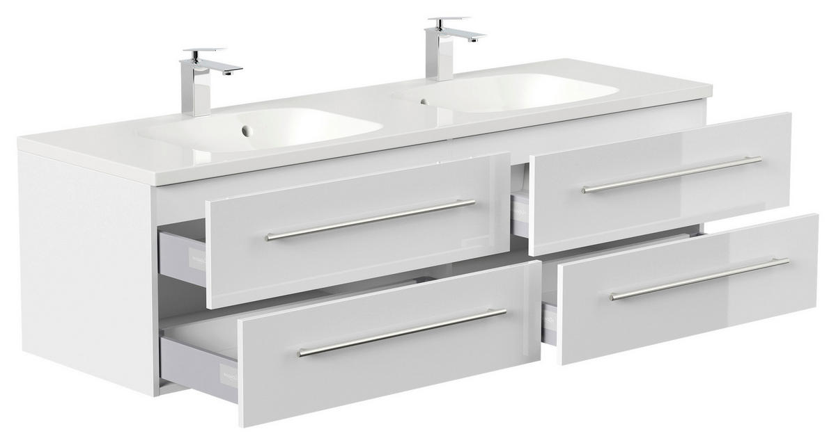 WASCHTISCHKOMBI 160 cm  - Weiß Hochglanz/Weiß, Basics, Holzwerkstoff/Stein (160cm) - MID.YOU