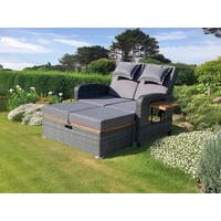 LOUNGEGARNITUR   116/95/118 cm Akazie massiv Stahl  - Dunkelgrau/Anthrazit, Basics, Holz/Kunststoff (116/95/118cm) - Gardenson