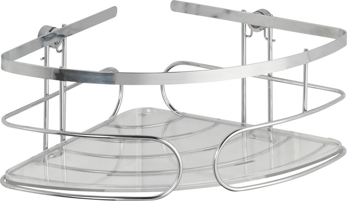 DUSCHREGAL - Edelstahlfarben/Weiß, Basics, Kunststoff/Metall (26,5/10/19cm) - Wenko