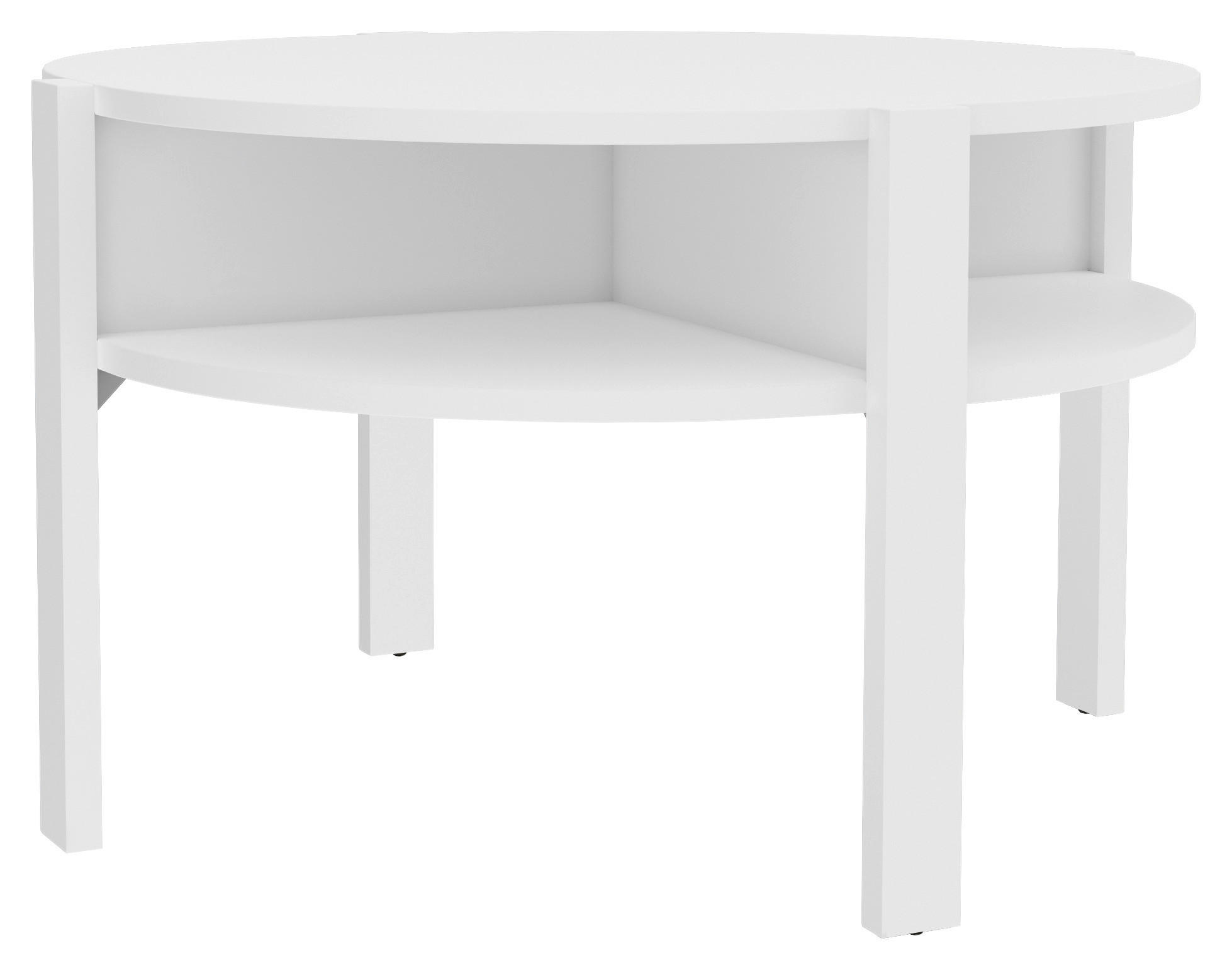 COUCHTISCH 74,4/74,4/45,5 cm rund Weiß  - Weiß, ROMANTIK / LANDHAUS, Holzwerkstoff (74,4/74,4/45,5cm) - Ti'me