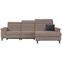 ECKSOFA  in Flachgewebe Taupe  304/182 cm  - Taupe/Schwarz, KONVENTIONELL, Textil/Metall (304/182cm) - Pure Home Comfort