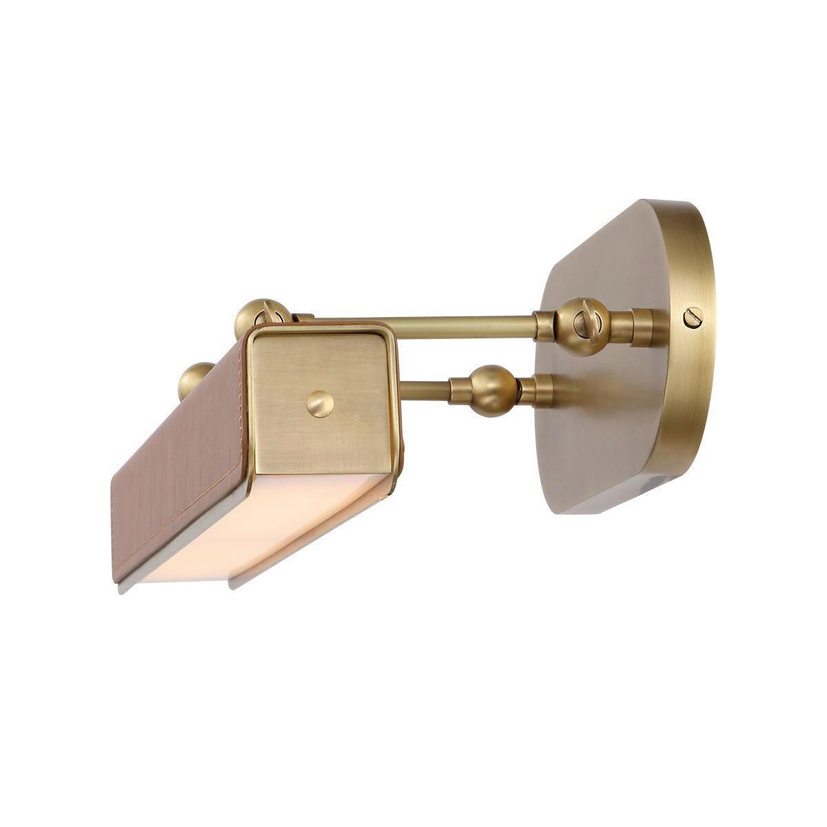WANDLEUCHTE    - Messingfarben, KONVENTIONELL, Leder/Kunststoff (19,7/50,2/24,8cm) - Elstead Lighting