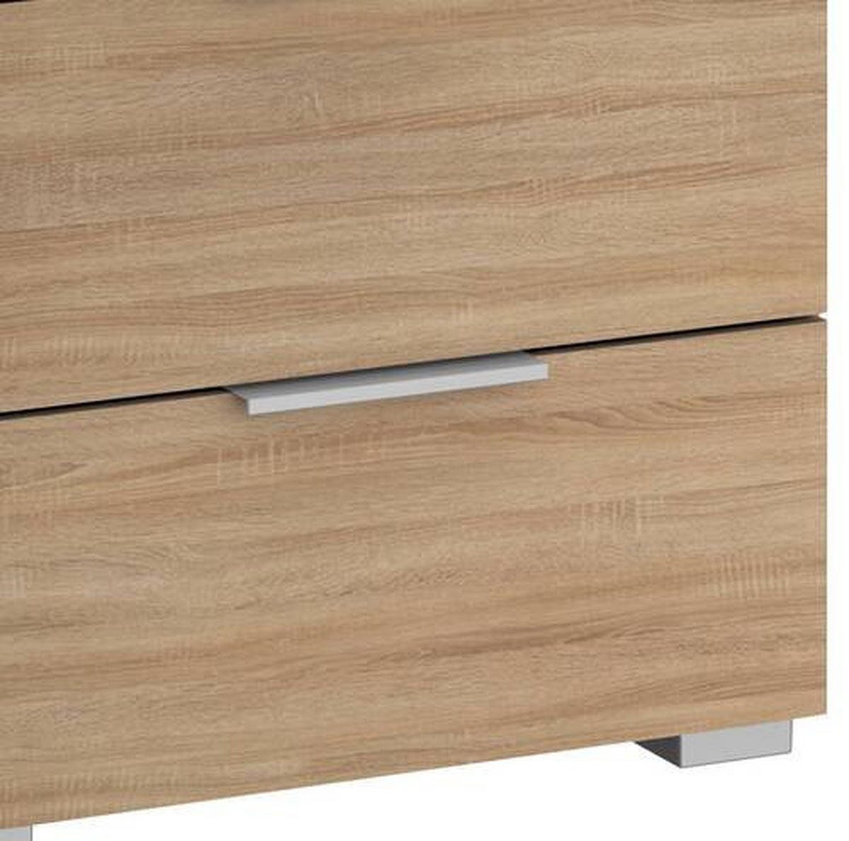 NOČNA OMARICA, hrast sonoma  - barve aluminija/hrast sonoma, Moderno, leseni material (47/43/42cm) - Rauch Möbel