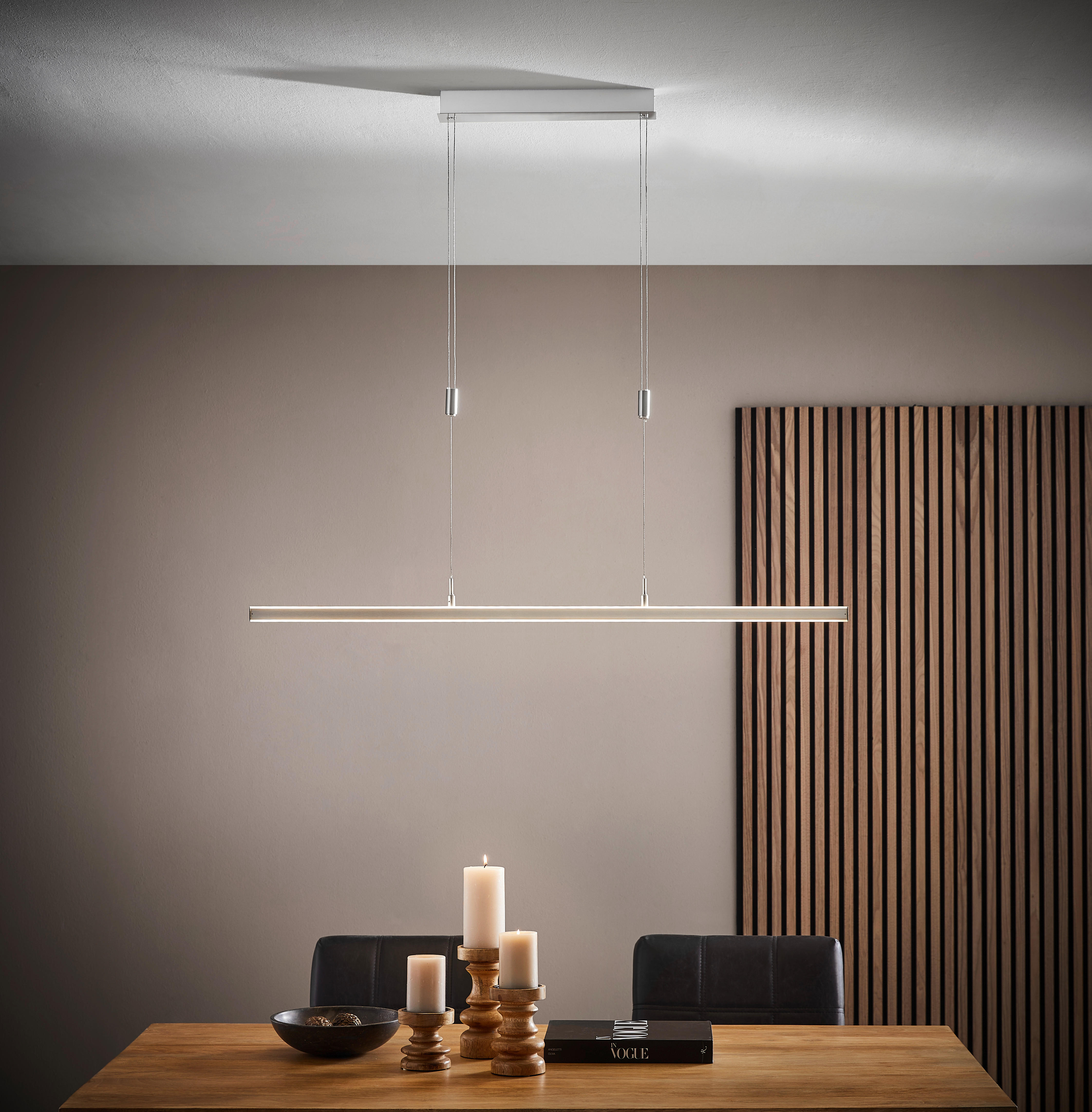 LED-HÄNGELEUCHTE 115/7/90-150 cm  - Nickelfarben, LIFESTYLE, Glas/Metall (115/7/90-150cm)