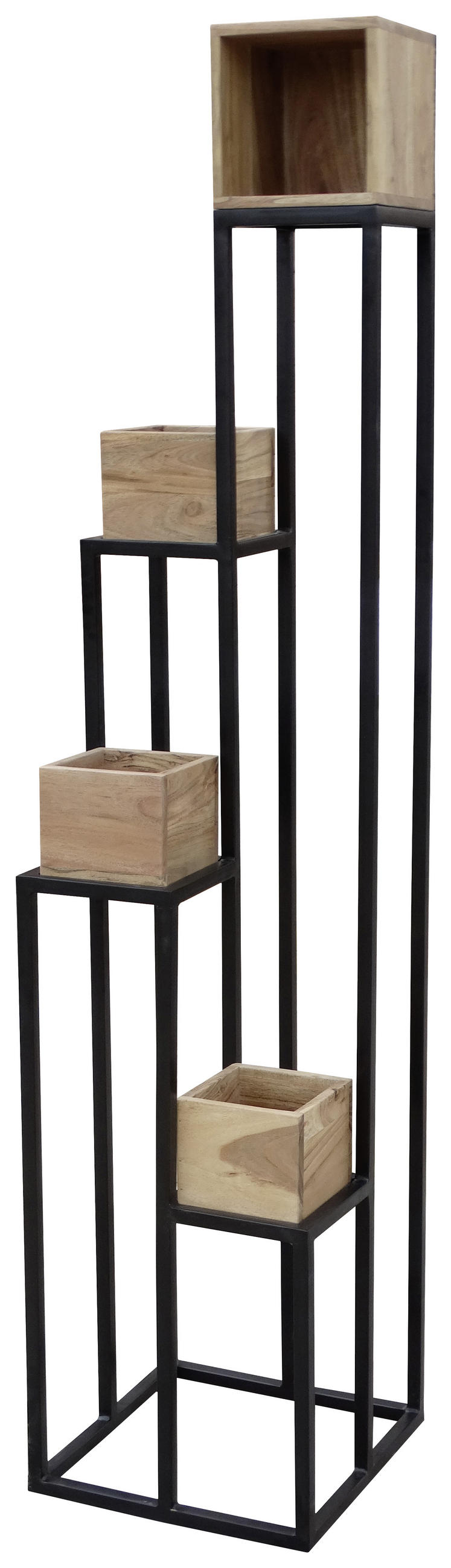 STOJAN NA KVĚTINY, akácie, černá, barvy akácie - černá/barvy akácie, Trend, kov/dřevo (40/184/40cm) - Ambia Home