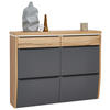 SCHUHKIPPER furniert, massiv Eichefarben, Grau  - Eichefarben/Anthrazit, Design, Holzwerkstoff/Metall (121/96/31cm) - Dieter Knoll