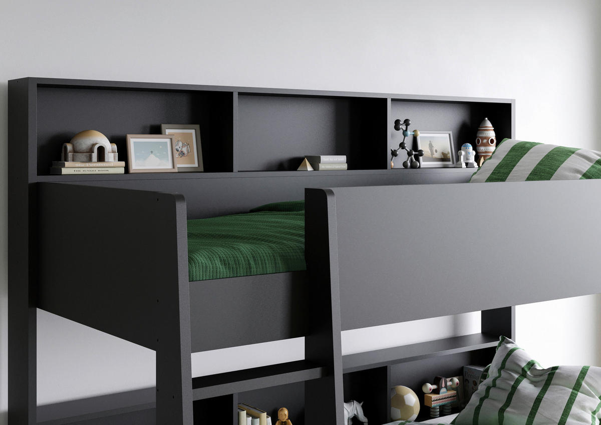 ETAGENBETT - Anthrazit, KONVENTIONELL, Holzwerkstoff (90/200cm) - MID.YOU