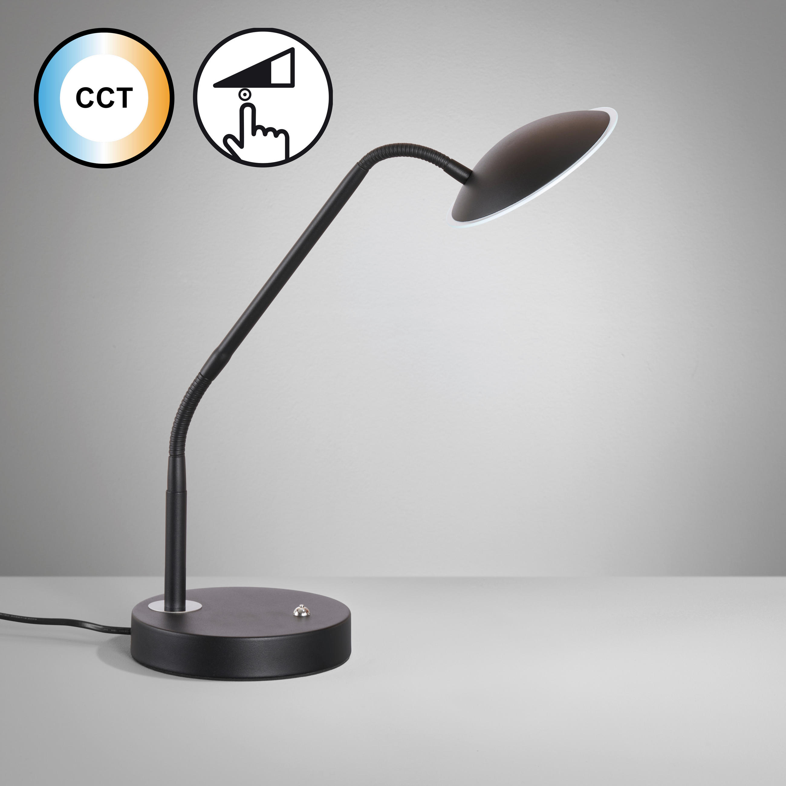 LED-TISCHLEUCHTE - Sandfarben/Schwarz, Konventionell, Metall (16/60cm) - Fischer & Honsel