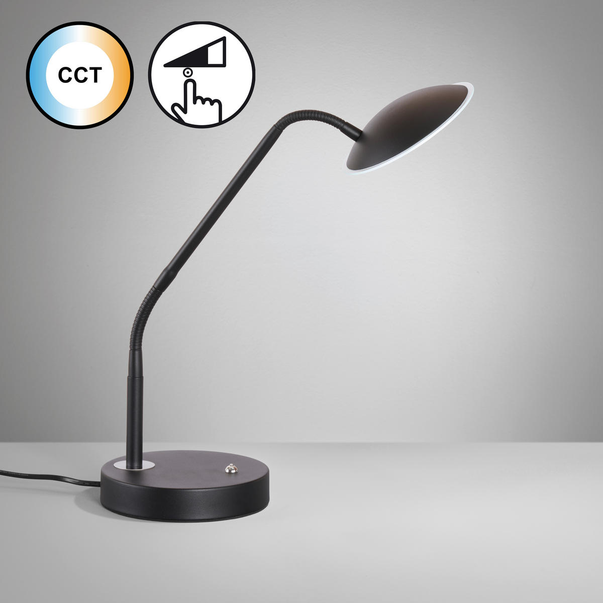 LED-TISCHLEUCHTE - Sandfarben/Schwarz, Konventionell, Metall (16/60cm) - Fischer & Honsel