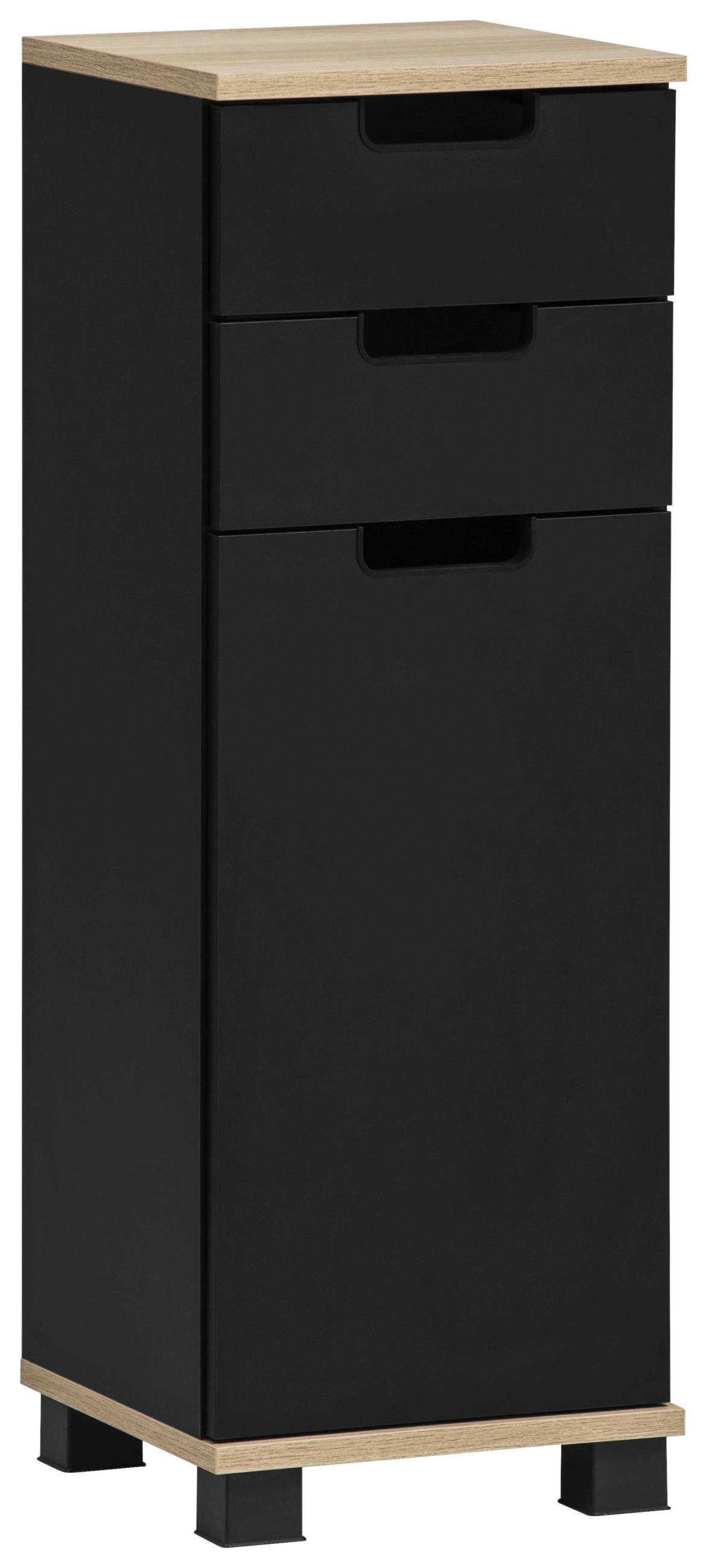 Stylife Midischrank Emmik Schwarz, Eiche 30.3x88.1x32.6 cm
