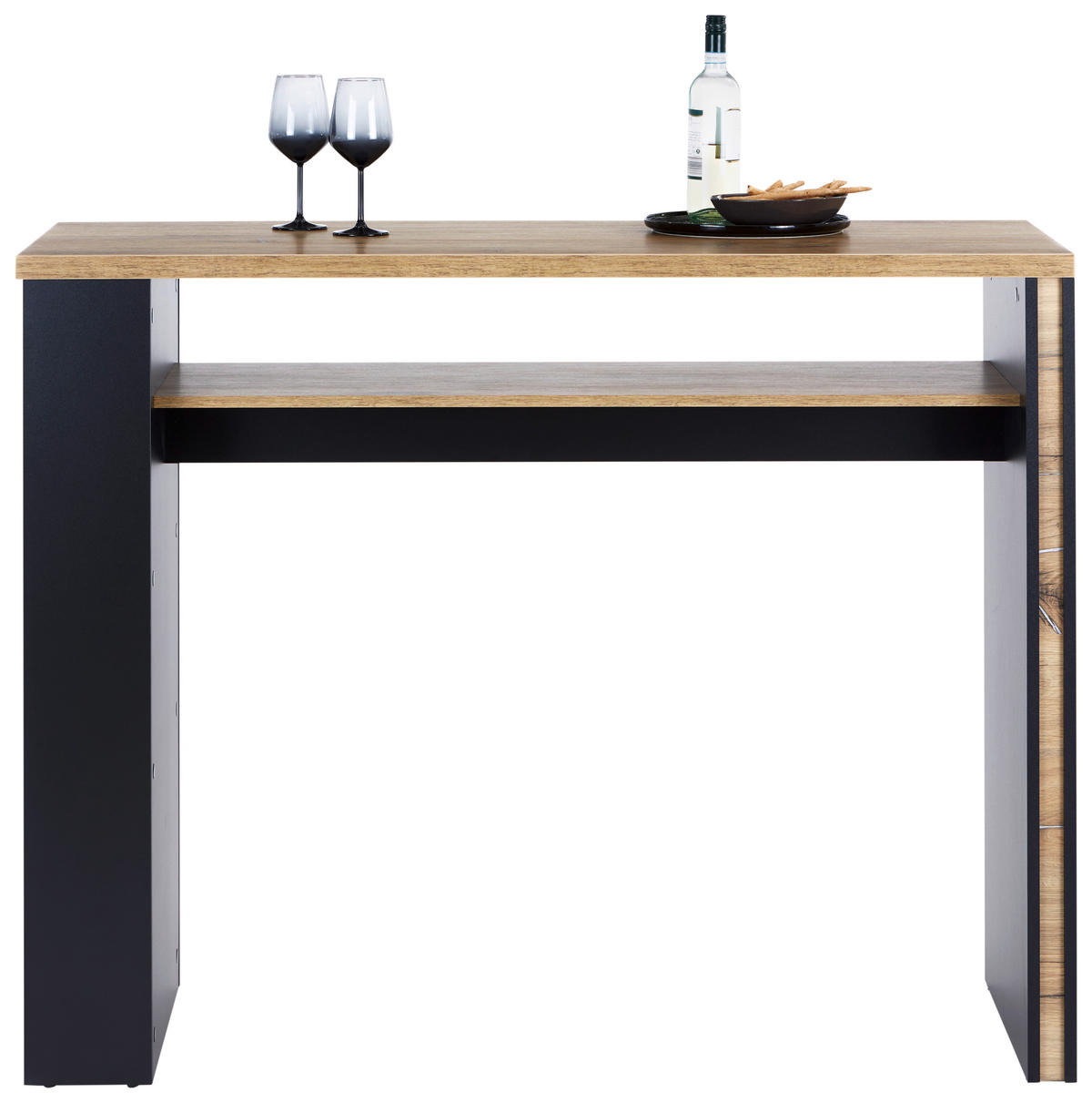 BARTISCH rechteckig Schwarz, Eichefarben  - Eichefarben/Schwarz, MODERN, Holzwerkstoff (138/55/110,5cm) - home24