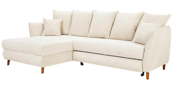 ECKSOFA in Cord Creme  - Eichefarben/Creme, KONVENTIONELL, Holz/Textil (284/162cm) - Carryhome