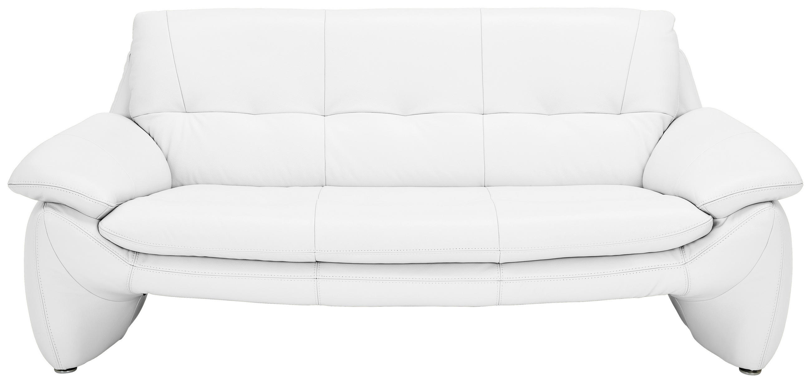 3-SITZER-SOFA Echtleder Weiß  - Silberfarben/Weiß, KONVENTIONELL, Leder/Metall (198/86/91cm) - Celina Home