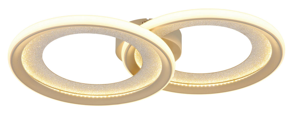 LED-DECKENLEUCHTE Glitra 52,5/31,5/9 cm  - Sandfarben/Silberfarben, Design, Kunststoff/Metall (52,5/31,5/9cm) - Globo