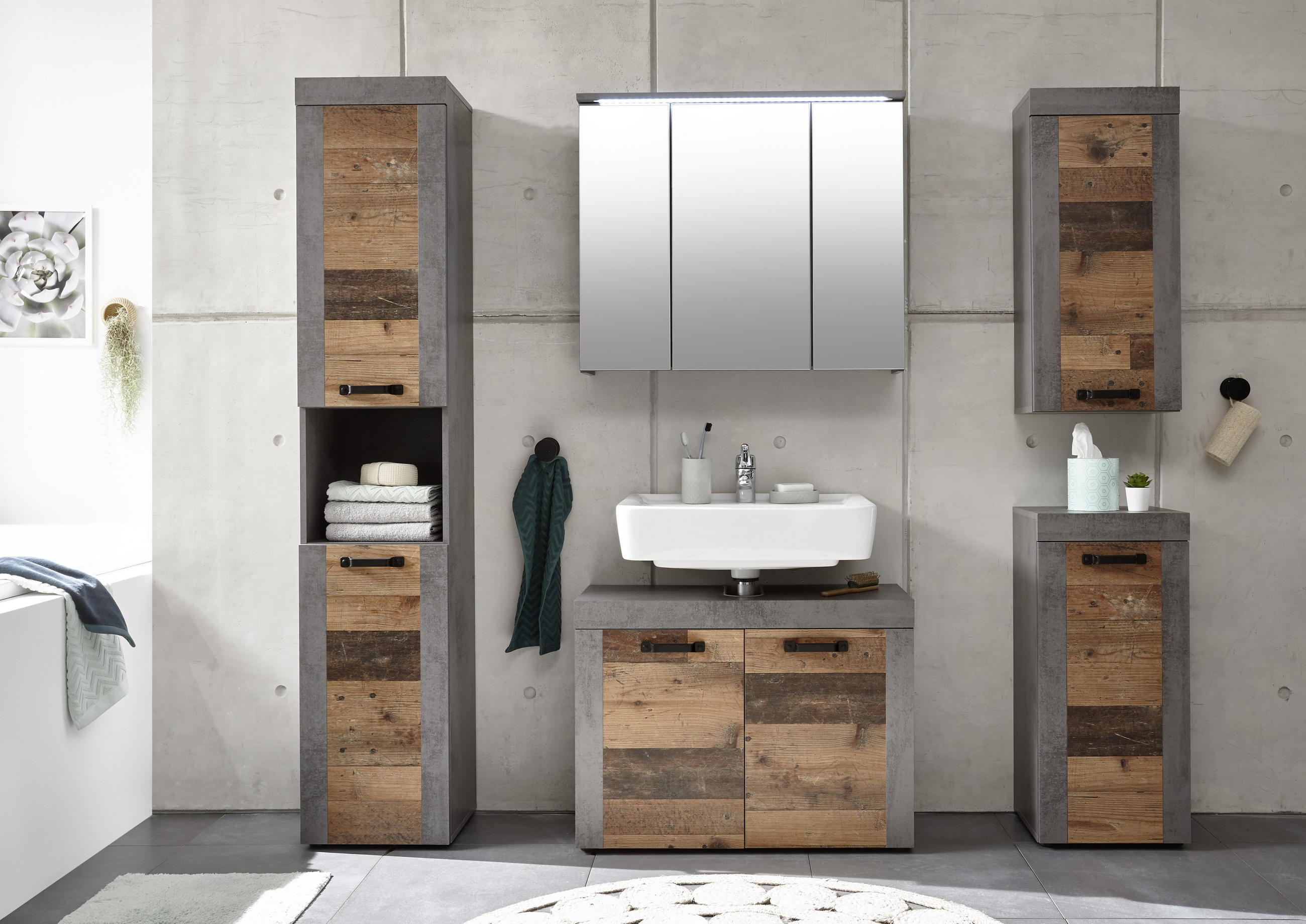 WASCHBECKENUNTERSCHRANK 80/60/34 cm  - Eichefarben/Anthrazit, MODERN, Holzwerkstoff/Kunststoff (80/60/34cm) - MID.YOU