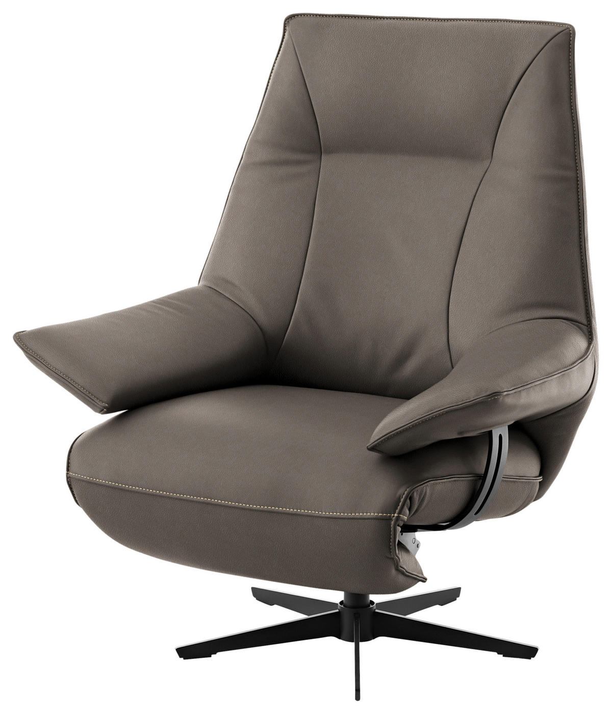 RELAXSESSEL in Leder Graubraun  - Graubraun/Beige, Design, Leder/Metall (92/79/82cm) - Dieter Knoll