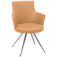 ARMLEHNSTUHL Stahl Lederlook, Mikrofaser  - Currygelb/Edelstahlfarben, Design, Textil/Metall (60/87/62cm) - Venjakob