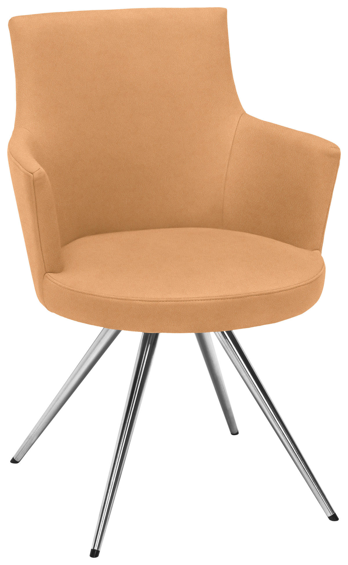 ARMLEHNSTUHL Stahl Lederlook, Mikrofaser  - Currygelb/Edelstahlfarben, Design, Textil/Metall (60/87/62cm) - Venjakob