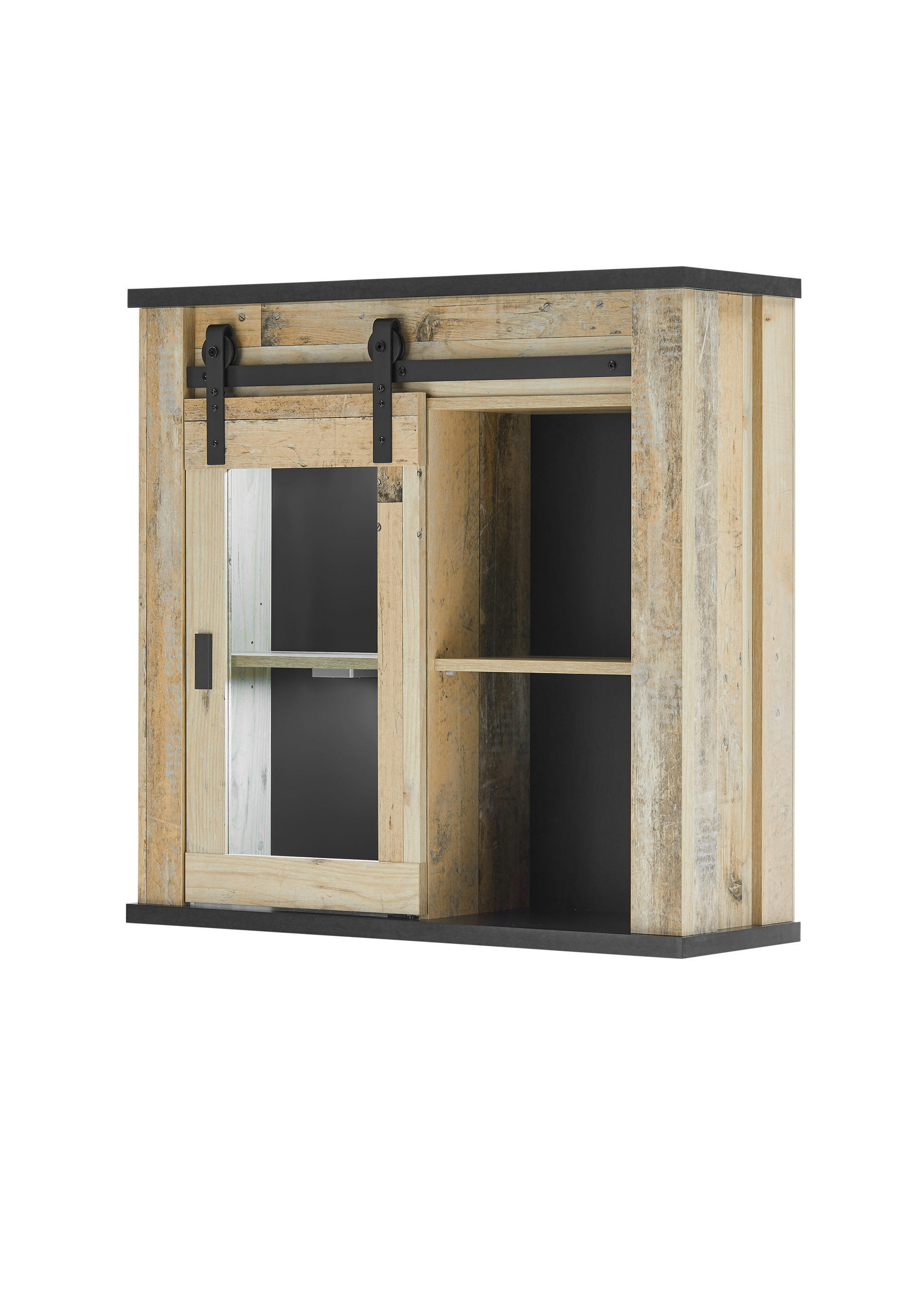 KÜCHENOBERSCHRANK 93/90/31 cm  in Anthrazit, Naturfarben  - Anthrazit/Schwarz, Trend, Glas/Holzwerkstoff (93/90/31cm) - MID.YOU