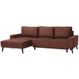 ECKSOFA in Velours Rostfarben  - Rostfarben/Schwarz, KONVENTIONELL, Holz/Textil (161/260cm) - Carryhome