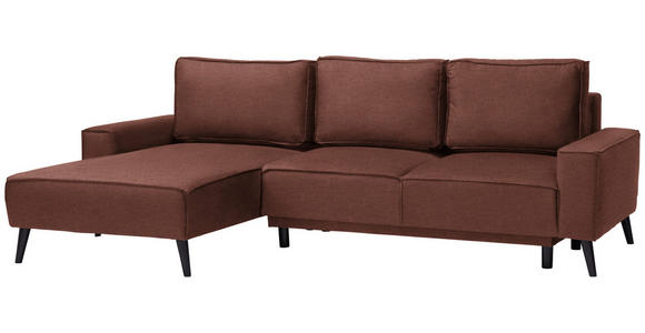 ECKSOFA in Velours Rostfarben  - Rostfarben/Schwarz, KONVENTIONELL, Holz/Textil (161/260cm) - Carryhome