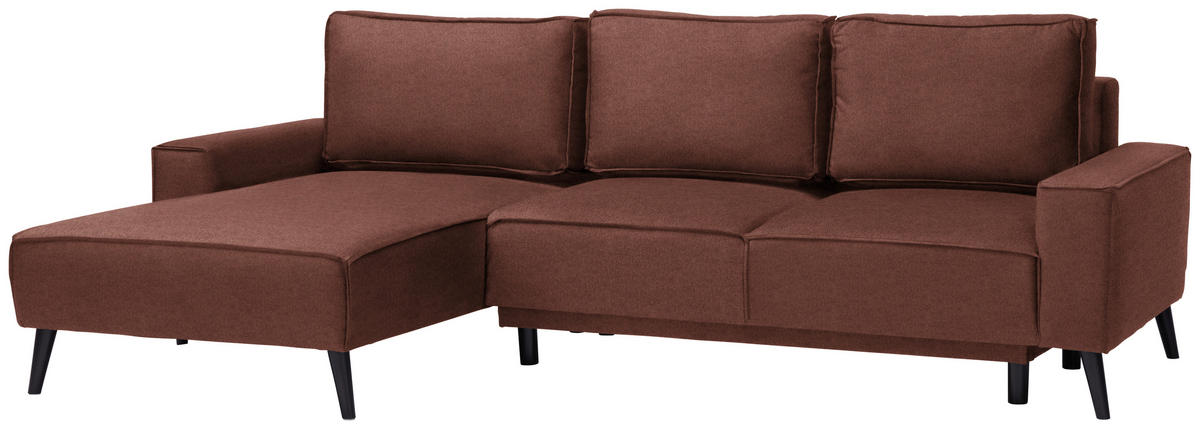 ECKSOFA in Velours Rostfarben  - Rostfarben/Schwarz, Konventionell, Holz/Textil (161/260cm) - Carryhome