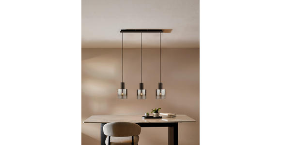 HÄNGELEUCHTE 90/20/120 cm  - Schwarz, Design, Glas/Metall (90/20/120cm) - Dieter Knoll