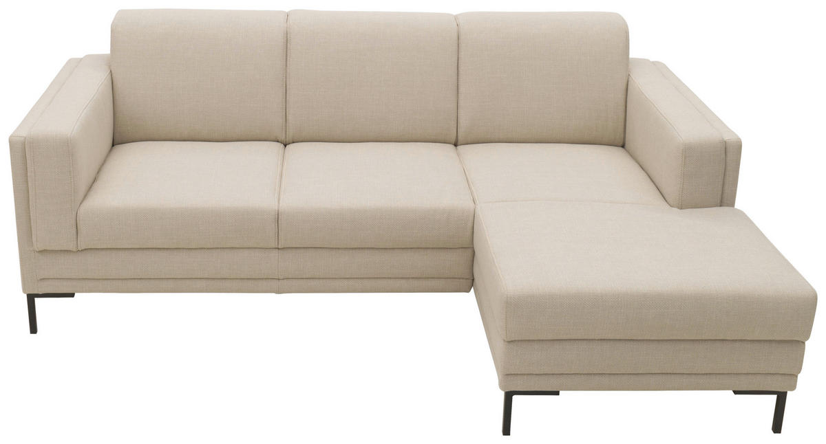 ECKSOFA in Webstoff Beige  214/146 cm  - Beige/Schwarz, Design, Textil/Metall (214/146cm) - LOOKS by W.Joop
